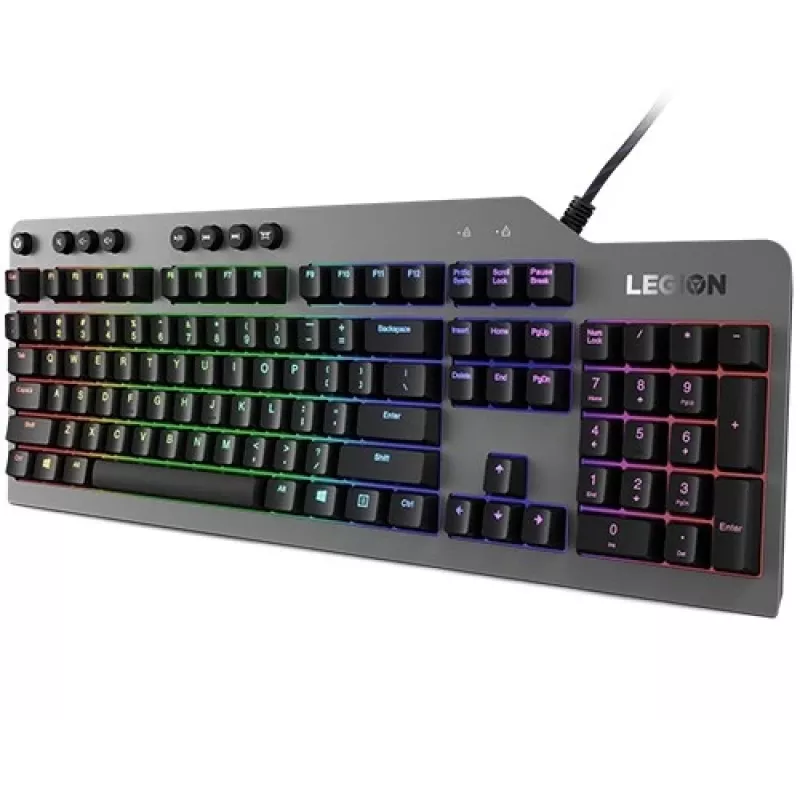 Mechanical gaming keyboard Lenovo Legion K500 — full-size 104-key USB, QWERTY US English, RGB backlight, grey/black