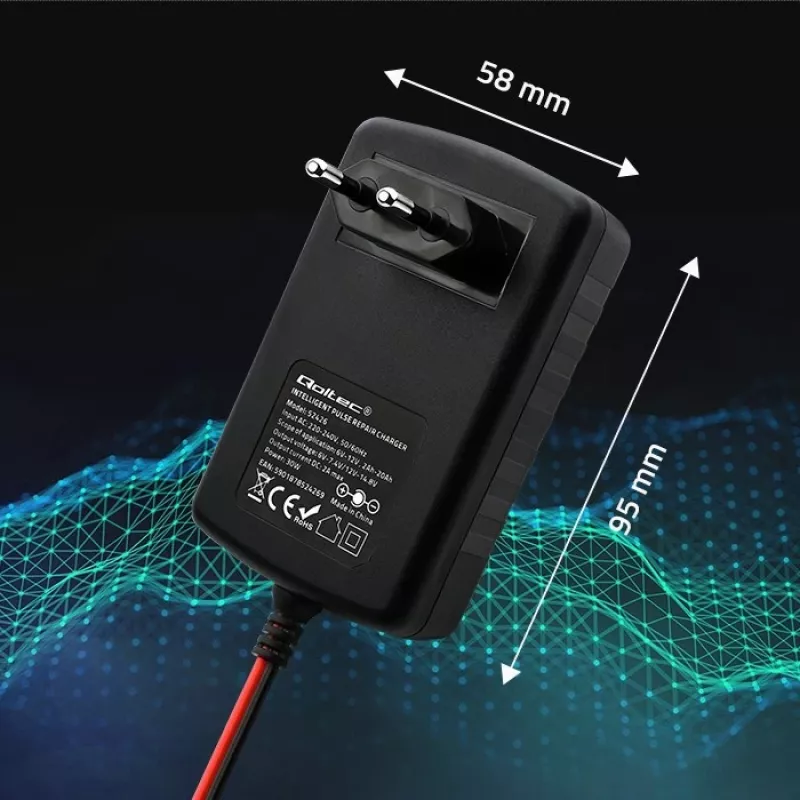 Battery charger QOLTEC 52426 for AGM/GEL/STANDARD batteries 6V/12V 2A with LED display