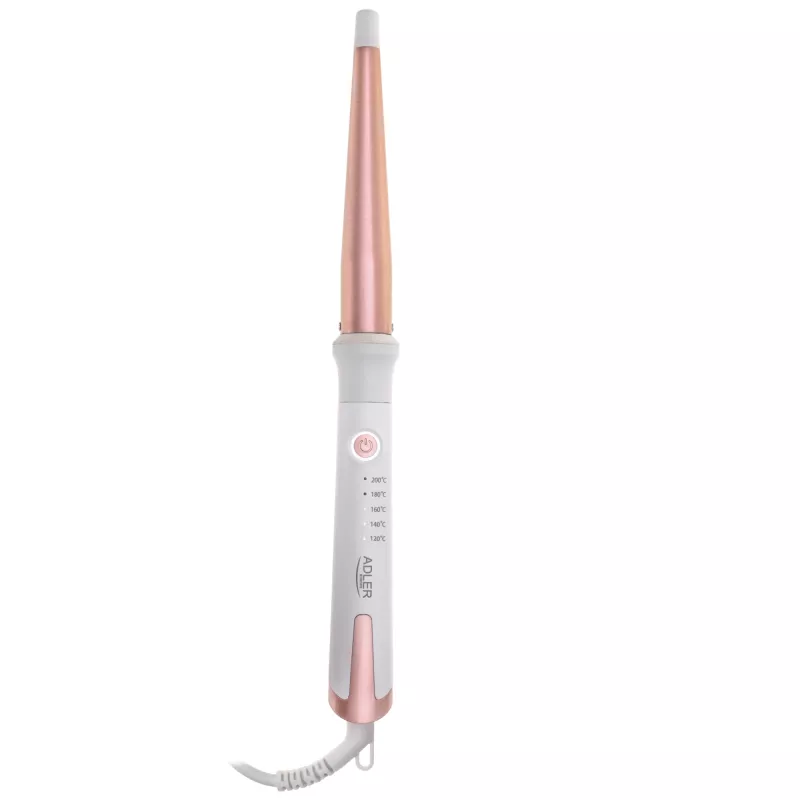 Curling iron Adler AD 2119 — tapered 12–25 mm ceramic barrel, adjustable 120–200 °C, 45 W, pink