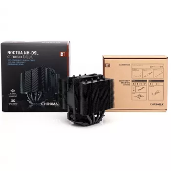 CPU cooler Noctua NH-D9L CHROMAX.BLACK — 92 mm fan, 400–2000 RPM, 22.6 dB, dimensions 95×95×110 mm, weight 531 g