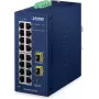 PLANET IP30 Industrial L2/L4 16-Port Managed L2/L4 Gigabit Ethernet (10/100/1000) Blue (IGS-4215-16T2S-U)