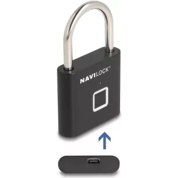 Padlock Navilock 20965 biometric fingerprint lock 75×45 mm black