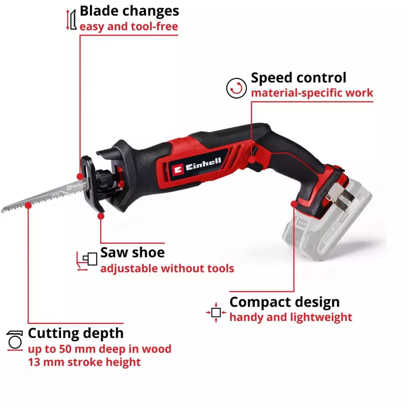 Reciprocating Saw Einhell TE-AP 18/13 Li-Solo 3000 spm Black Red