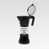Moka pot Maestro MR-1658-3 — aluminium stovetop coffee maker, 3 cups (0.15 L), black, hinged lid