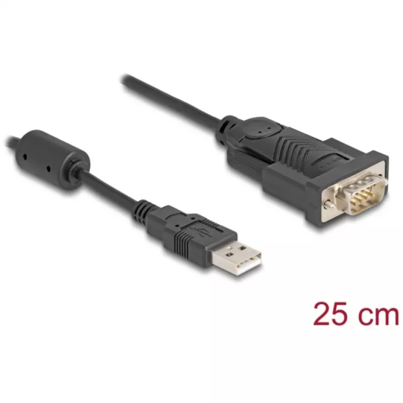 DeLOCK Adapter USB 2.0 Type-A to Serial RS-232 D-Sub 9 pin male 0.25 m