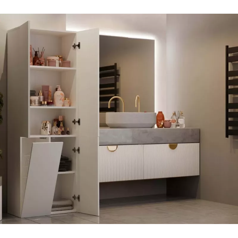 Bathroom Cabinet Nel DD 1K Basket Casmere Colour Long Doors