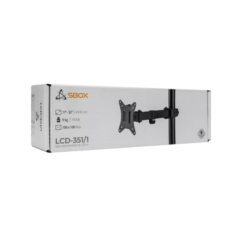 SBOX LCD mount LCD-351/1-2 for 17–32 inch screens, max load 9 kg, VESA 100x100