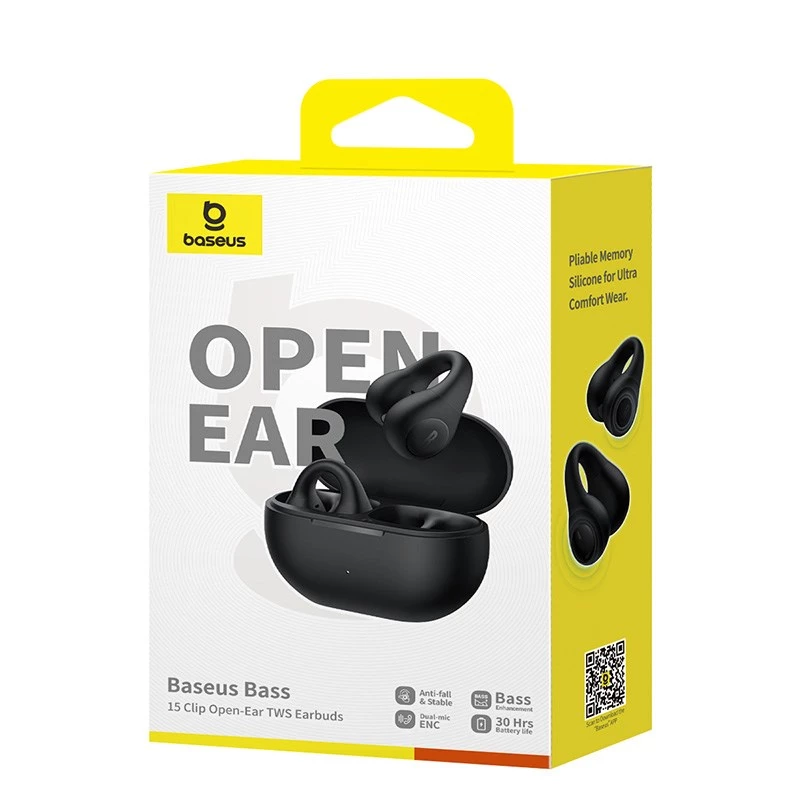 Baseus Bass 15 Clip Open Ear Headset True Wireless Stereo (TWS) In-ear Calls/Music Bluetooth Black