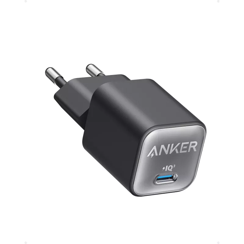 Indoor AC Charger Anker 511 Nano 3 — 30W, 1× USB-C, 100–240V, Black