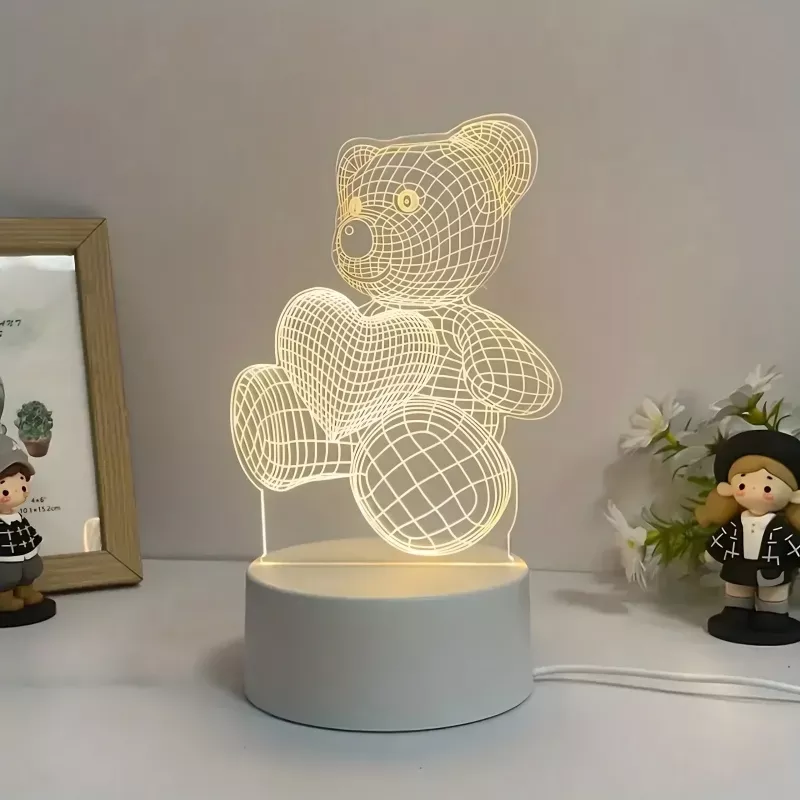 Night lamp Extralink HOME 3D heart optical illusion bedside lamp USB