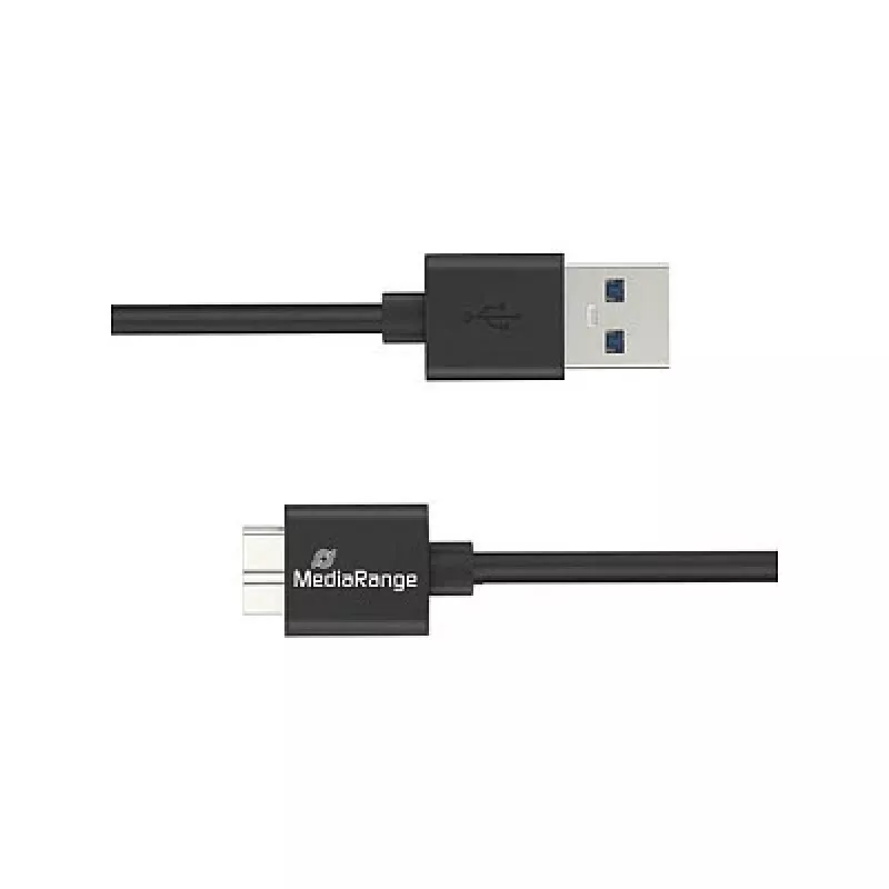 USB-A to Micro-B USB 3.0 Charge and Sync Cable MediaRange MRCS239 — 50 cm, 5 Gbps, 5W, Black