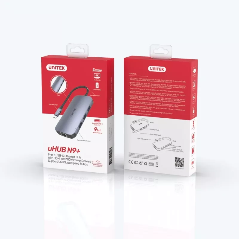 UNITEK D1071A interface hub USB 3.0 SuperSpeed 5 Gb/s Silver