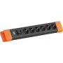 Power strip Bachmann CONNECTUS with 6x CEE7/3 sockets, 1x switch, 2.0 m cable, CEE7/7 plug, black/orange