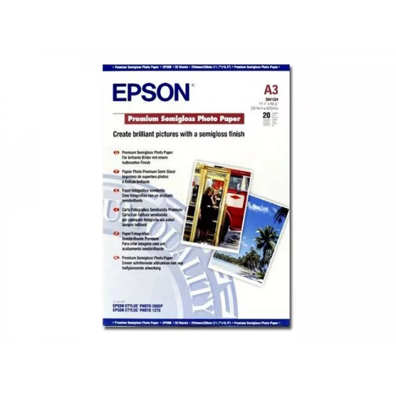 Epson Premium Semigloss Photo Paper, DIN A3, 251g/m², 20 Sheets