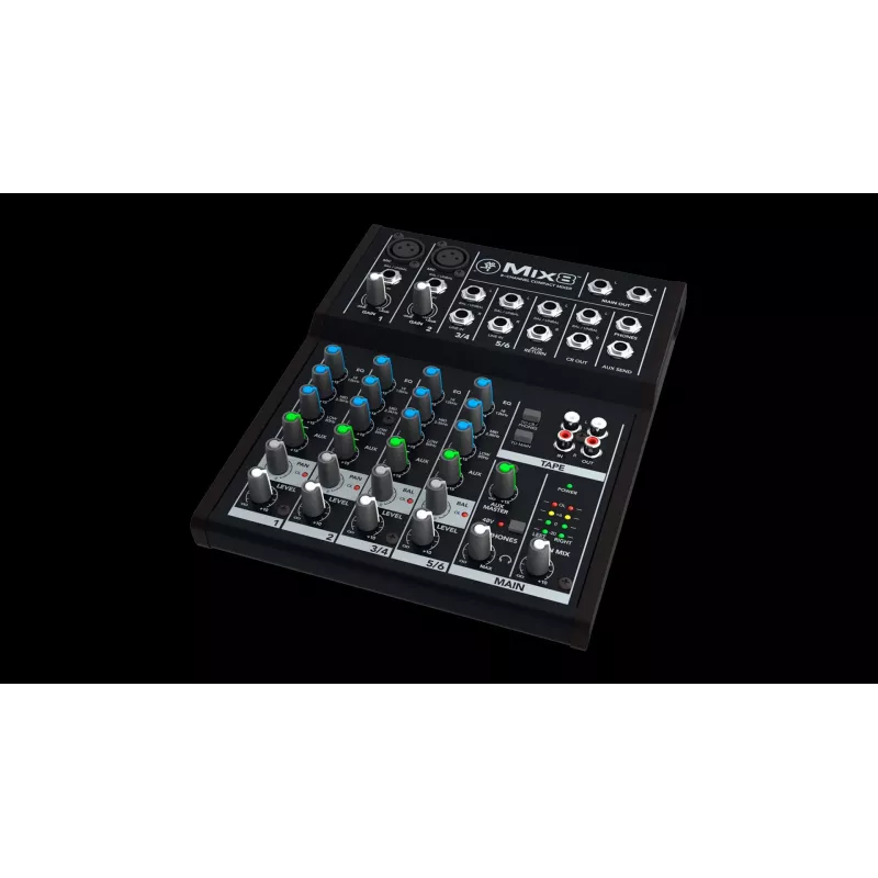 Mixer Mackie Mix8 — 8-channel compact analog mixer, 20–30000 Hz, 3800 Ω mic input, 198×244×53 mm