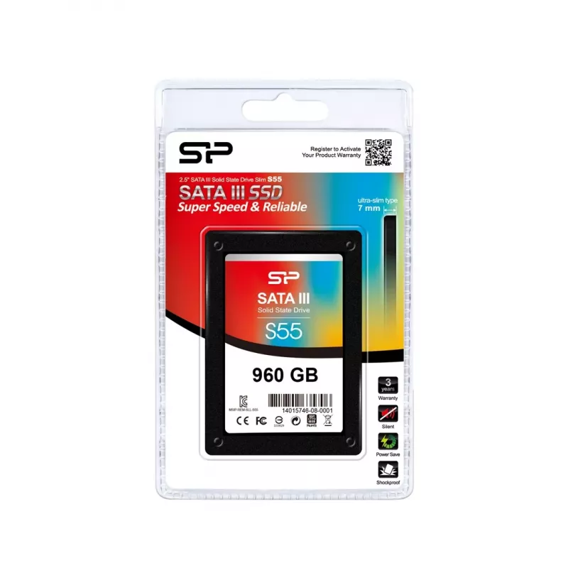 2.5 inch SATA III SSD Silicon Power 960 GB — 6 Gbit/s, TRIM, S.M.A.R.T., 7 mm