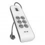 Power strip Belkin BSV604VF2M-V2 — 6 outlets, 2× USB-A, 2 m cable