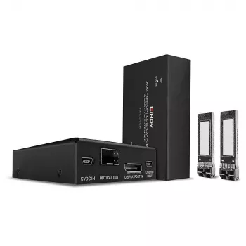 Lindy 300m Fibre Optic DisplayPort 1.2 and USB KVM Extender, Transmitter & receiver, Wired, 300 m, 3840 x 2160 pixels, 8 bit, CE, FCC, RoHS, REACH