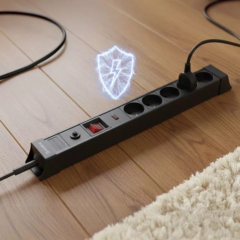 Surge protector Hawk HWPS503BK 3m power strip with 3 m cable