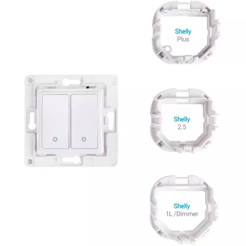 Wall switch Shelly WS2 2-channel White — Shelly WS2 wall-mounted 2-channel Wi‑Fi switch