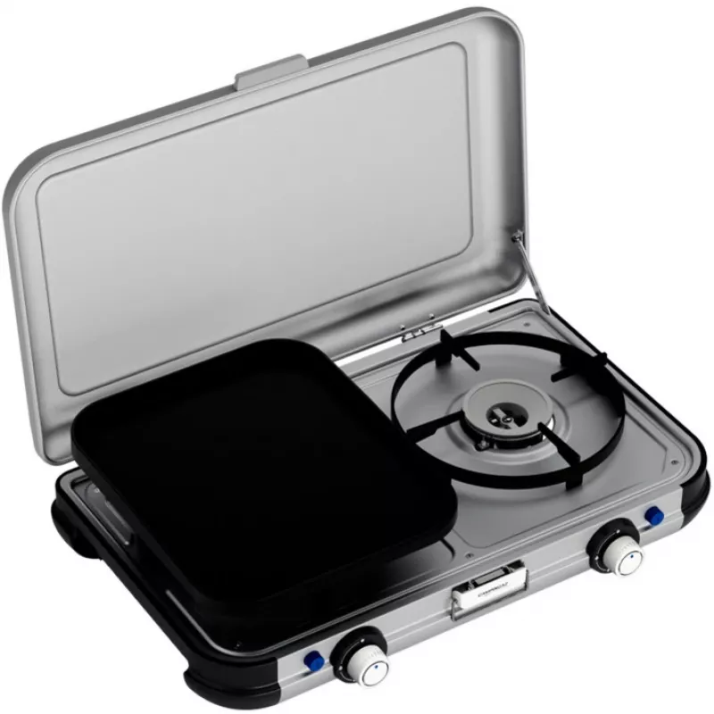 Portable grill stove Campingaz 2213311 — 2-zone, 5.4 kg, 490×350 mm, black/grey/silver