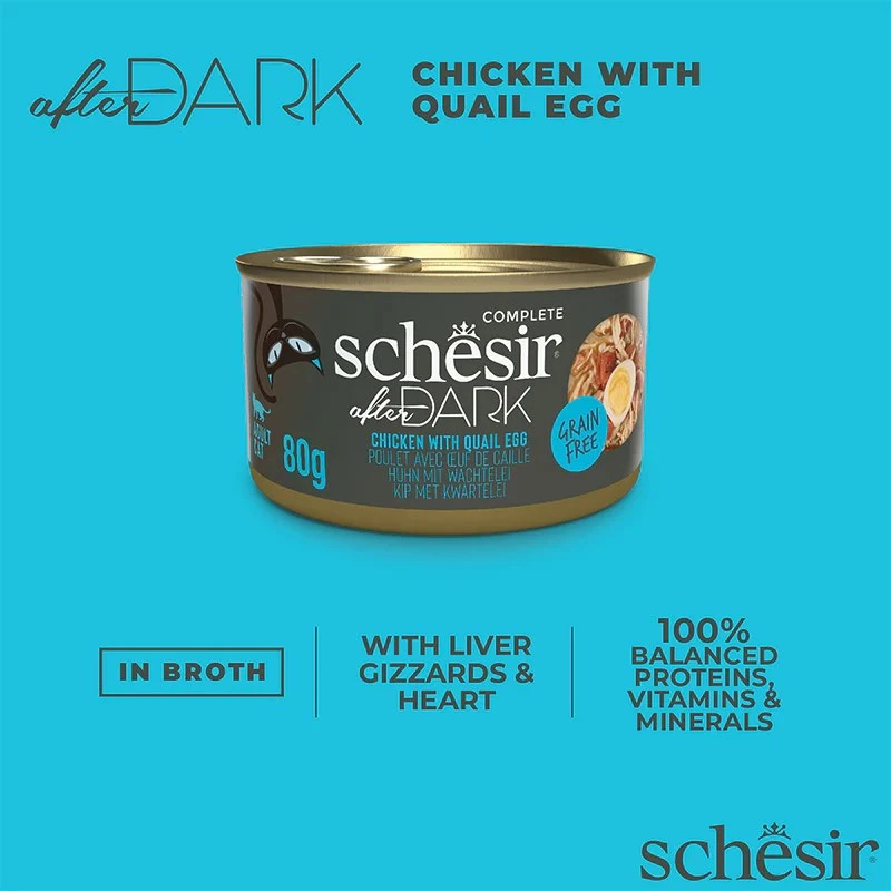 Wet cat food Agras Pet Foods Schesir after Dark Complete Brühe 80 g — chicken, gluten-free, for adult cats