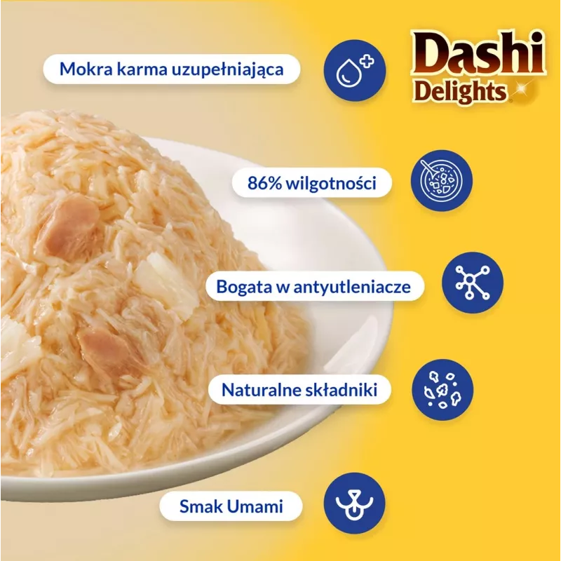 Wet cat treat INABA Dashi Delights Delicate Flakes Chicken 40 g — dietary, 86% moisture, 12% protein