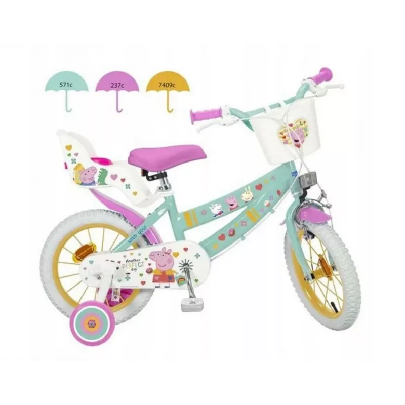 Children's bicycle Toimsa 12” Swinka Peppa green – 12-inch wheel, single-speed, training wheels compatible