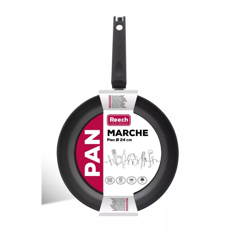 Frying pan LAMART LP1002 MARCHE 24 cm — aluminum non-stick, black