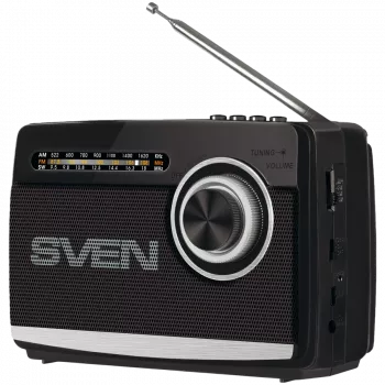 Speaker SVEN SRP-155, black (3W, Bluetooth, FM/AM/SW, USB, microSD, flashlight, battery)
