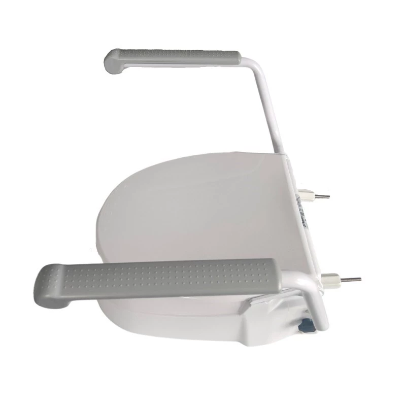 Raised toilet seat Mobilex PLN001 with integrated handrails, polypropylene, adjustable height 6–15 cm, max load 120 kg