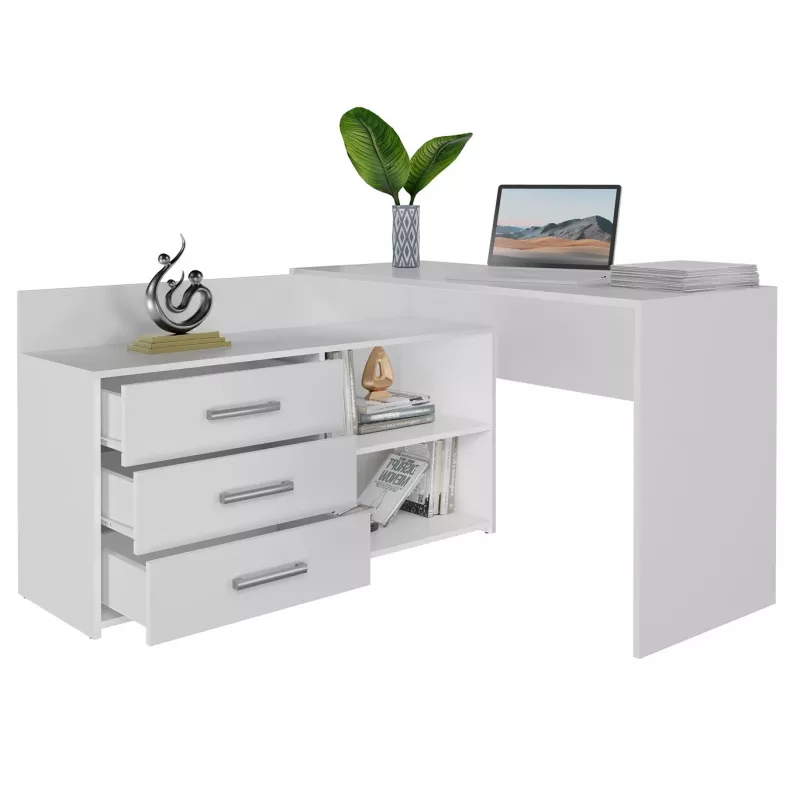 Corner Computer Desk Topeshop DANY BIEL KPL White Rectangular Particle Board