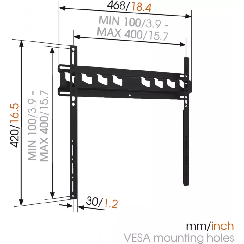 Vogels | Wall mount | MA3000-A | Fixed | 32-55 inch | Maximum weight (capacity) 60 kg | Black