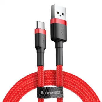 USB 2.0 A to USB-C cable Baseus CATKLF-B09 1m QC3.0 nylon braided red, fast charging and data sync