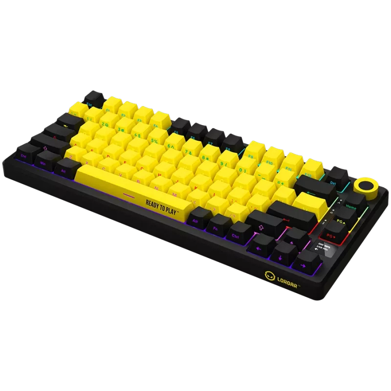Wireless mechanical gaming keyboard LORGAR KBP7075W — Black/Yellow, EN layout