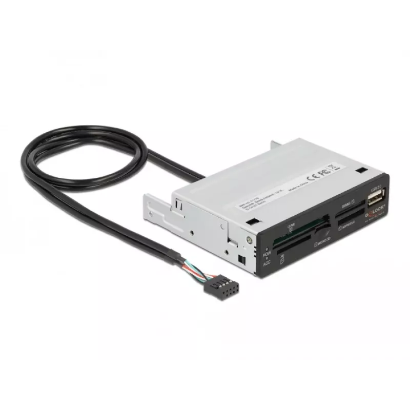 DeLOCK 91708 Card Reader USB 2.0 Internal Black Grey CF SD MicroSD