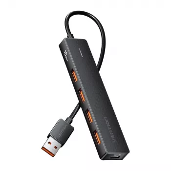 USB 3.2 Gen 2 5-in-1 Multiport Hub Vention CHOBB — 5 ports (4× USB 3.2 Gen 2 Type-A, 1× USB 3.2 Gen 1 Type-A), 0.15 m, ABS, black