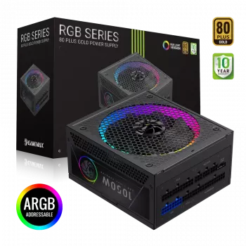 Gamemax Power Supply, 80 PLUS, Gold | RGB 1050G | 1050 W
