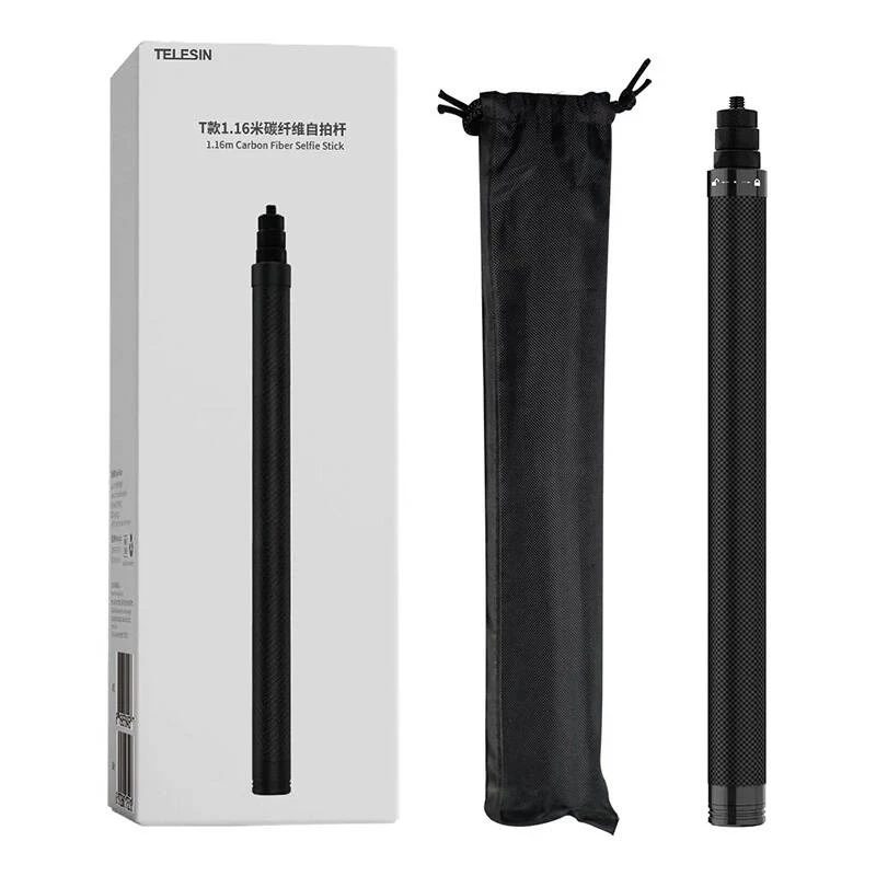 1.16m long Telesin carbon fiber selfie stick for sports cameras