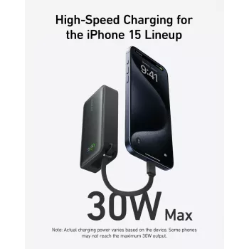 Powerbank 545 NANO 30W 10000mAh Built-In USB-C cable, black