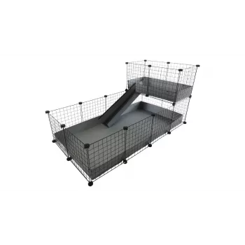 C&C Modular Cage C&C 4x2 with Loft 2x1 and Grey Ramp – c&c modular pet cage for guinea pig, 145×75×75 cm, 10 kg