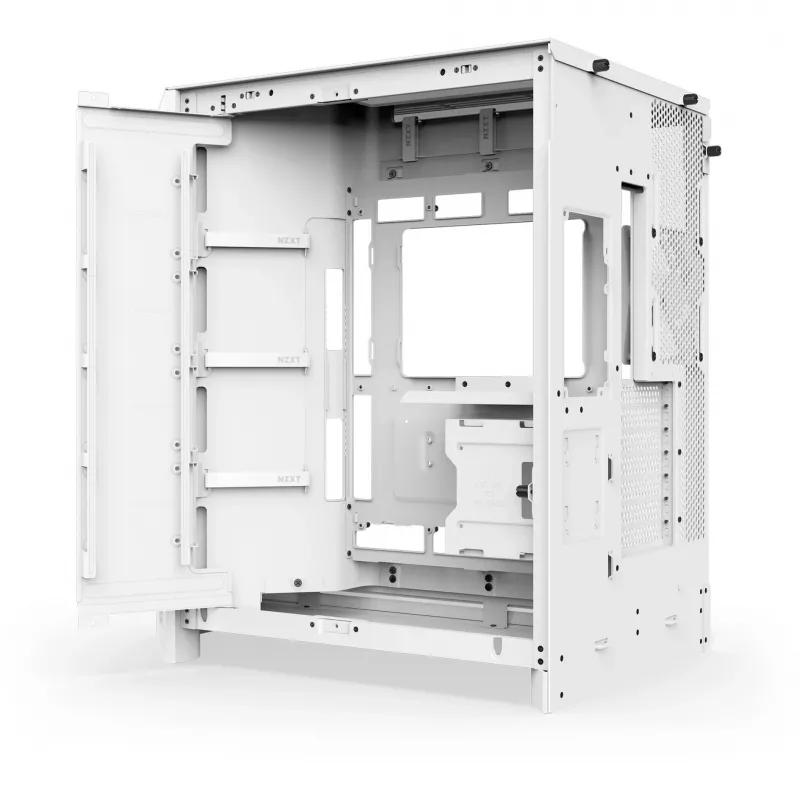 PC Midi Tower case NZXT H9 Flow RGB+ — White, supports ATX/EATX/Micro-ITX, tempered glass, 3x140mm front + 1x120mm rear fans