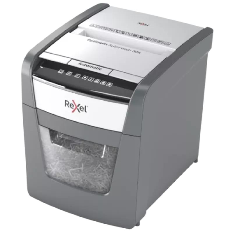 Rexel Optimum AutoFeed+ 50X Automatic Cross Cut Paper Shredder P4