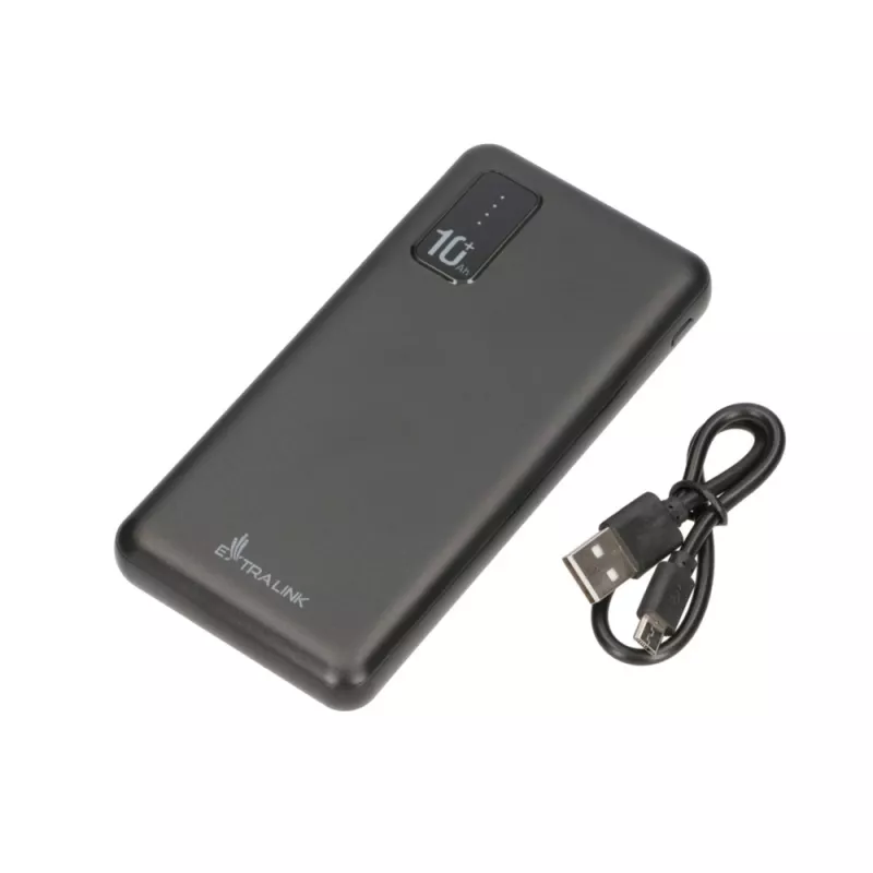 Power bank Extralink EPB-098B 10000 mAh, LiPo, 2× USB-A + 1× USB-C, black
