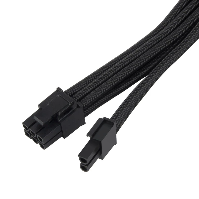 SilverStone PP07E - Spannungsversorgungs-Verlängerungskabel - 8-poliger PCIe Power (6+2) (M) zu 8-poliger PCIe Power (W) - 30 cm - Schwarz (SST-PP07E-
