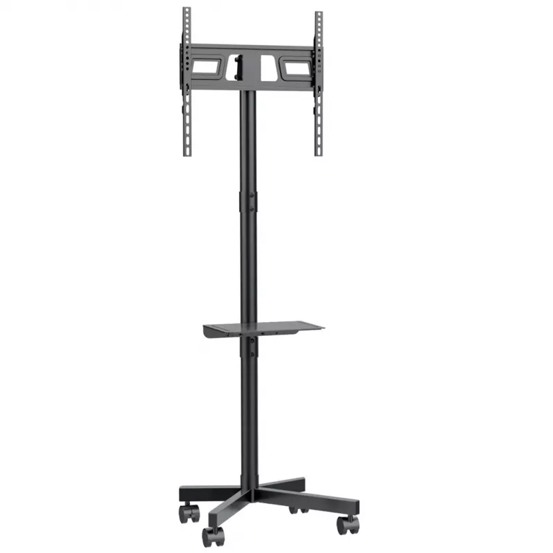 TV cart MACLEAN MC-949 for 32–55 inch TVs, VESA 75×75–400×400 mm, max load 25 kg, height 147–155 cm, storage shelf, black