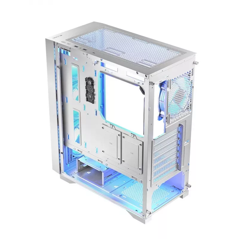 PC case LOGIC Dart Pro Midi ARGB white — Midi Tower, ATX, 456×200×385 mm, max GPU 34 cm, CPU cooler height 155 mm, 3x120mm front + 1x120mm rear, USB 3.0 x2, USB-C x1