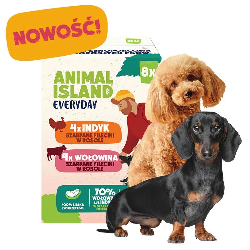 ANIMAL ISLAND turkey/beef dog food sachets 8x150g