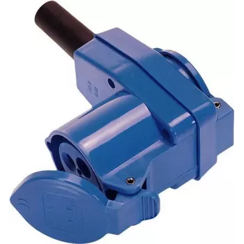 Angle CEE Coupler 250V 16A with Integrated Schuko Socket AS Schwabe 60474