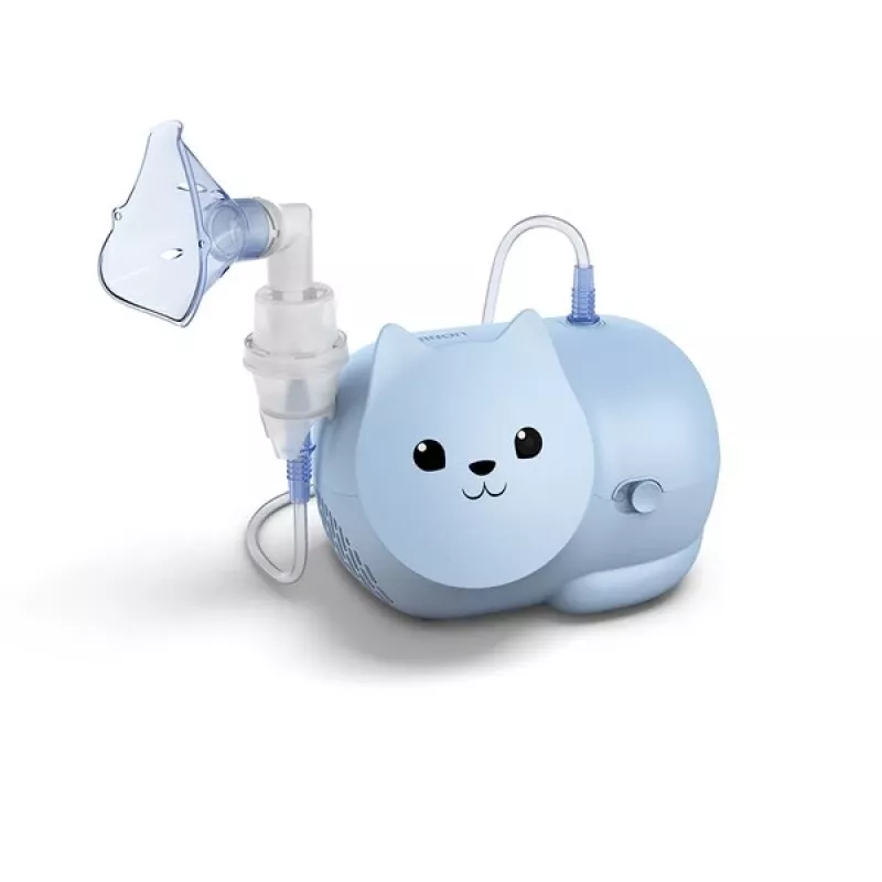 Mesh nebuliser Omron Nami Cat NE-C303K-KDE — tabletop inhaler, 0.35 ml/min, for children and adults, blue, W235×D148×H157 mm